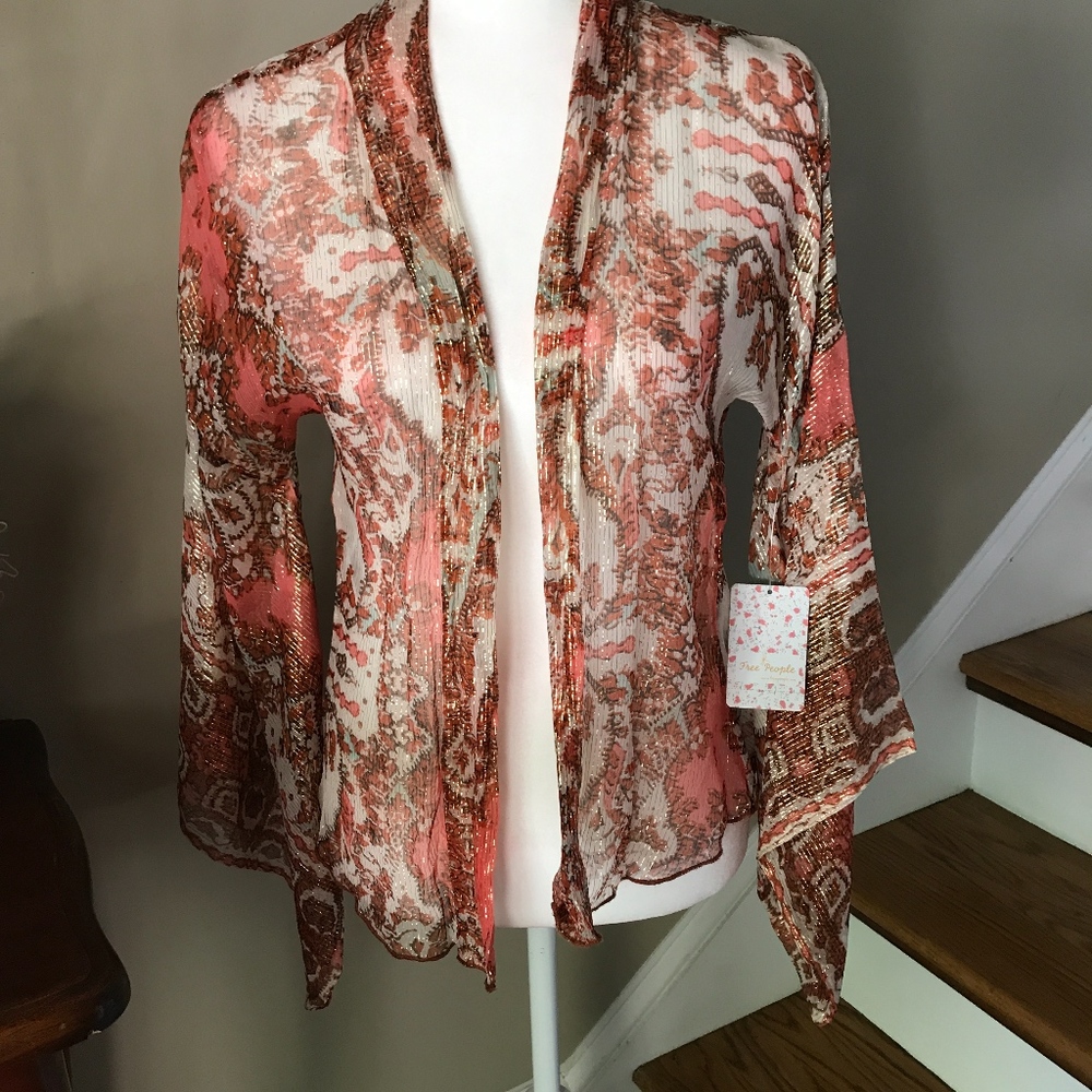 Free People Fleur De Lis Printed Kimono XS - Picture 8 of 8